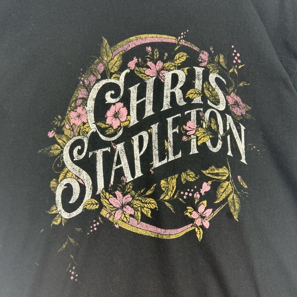 Chris Stapleton Men’s XL Black Graphic Band T-Shirt Floral Tour Style - Picture 2 of 5